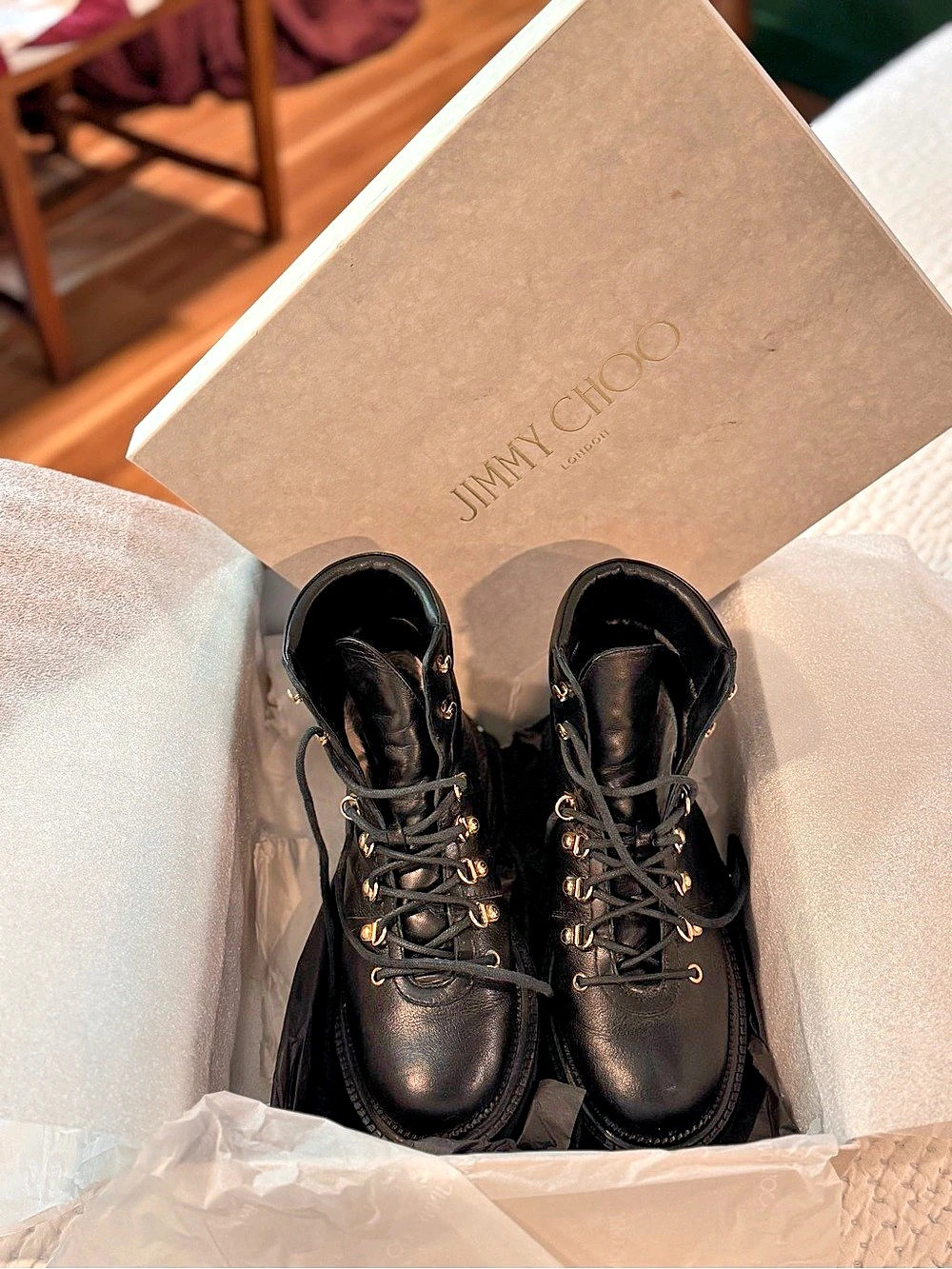 Jimmy Choo Melia Combat Boots Black US 7 NWT